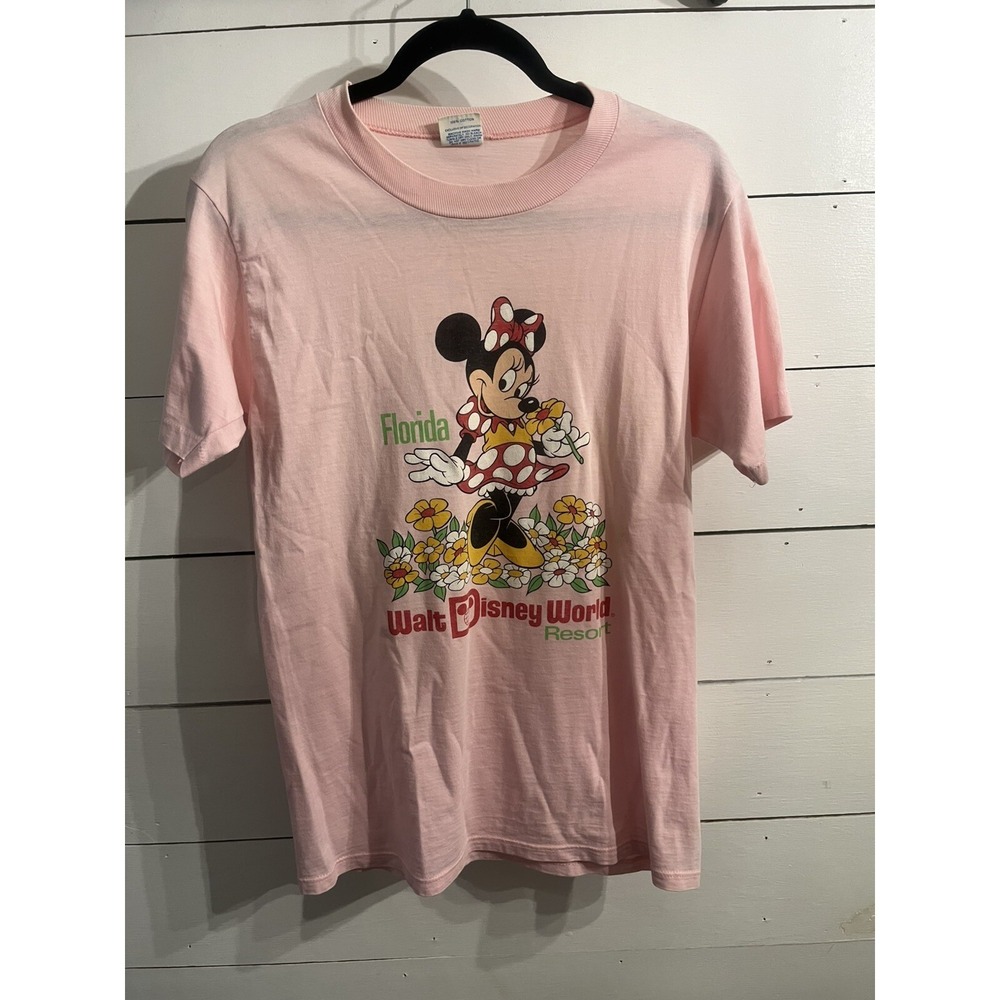 VTG 1980s Minnie Mouse Walt Disney World T-Shirt size M (Gigi Hadid) 80s Pink